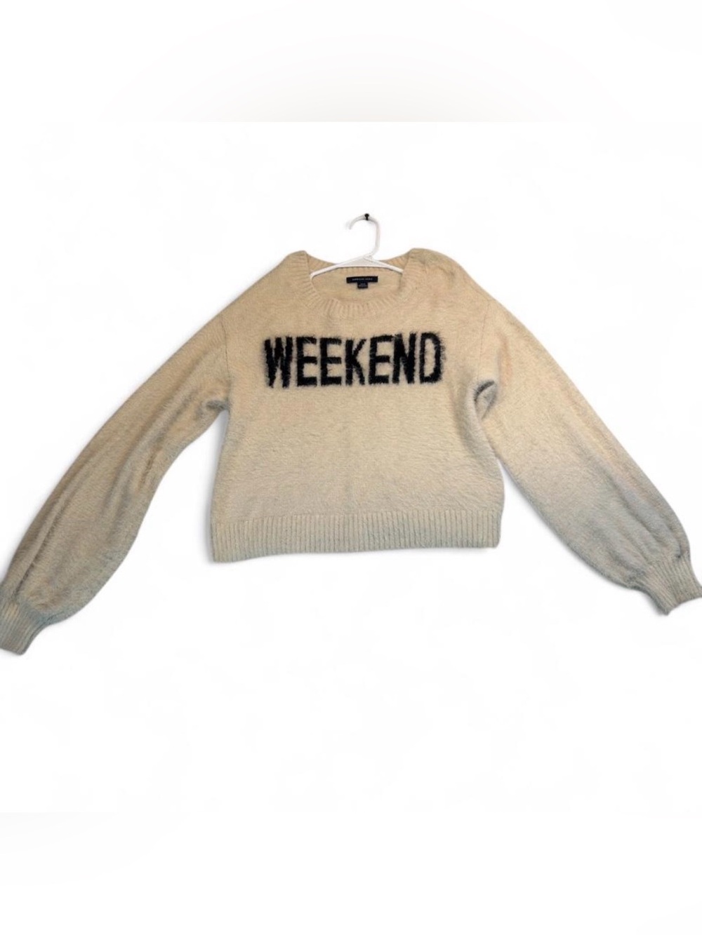 American eagle WEEKEND Cream Crewneck Sweater